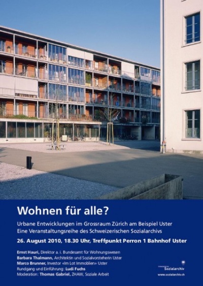 Wohnen für alle? | Plakat zu einer Veranstaltungsreihe des Schweizerischen Sozialarchivs