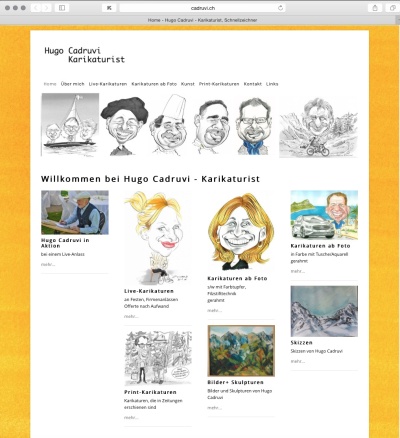 Hugo Cadruvi - Karikaturist, Schnellzeichner