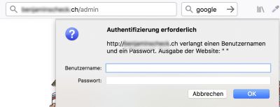 Einloggen über www.ihre-domain.ch/admin