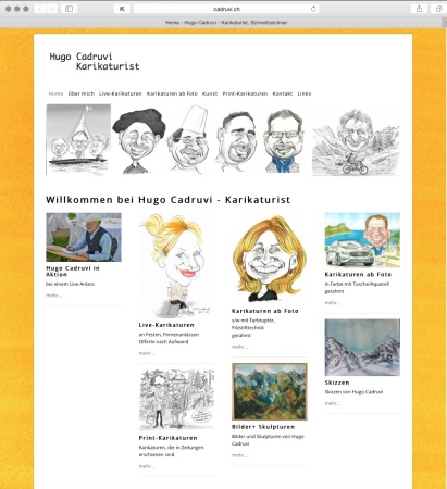 Hugo Cadruvi - Karikaturist, Schnellzeichner